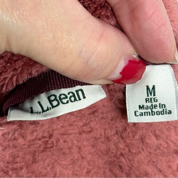 L.L.Bean Women's Hi-Pile Fleece Pullover Sweatshirt Size Medium Rosewood Heather - Picture 12 of 16